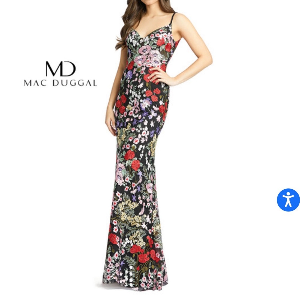 Mac duggal floral embroidered maxi gown. Size 2